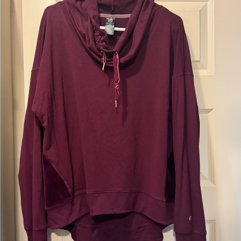Cozy Maroon Cowl Neck Pullover Hoodie